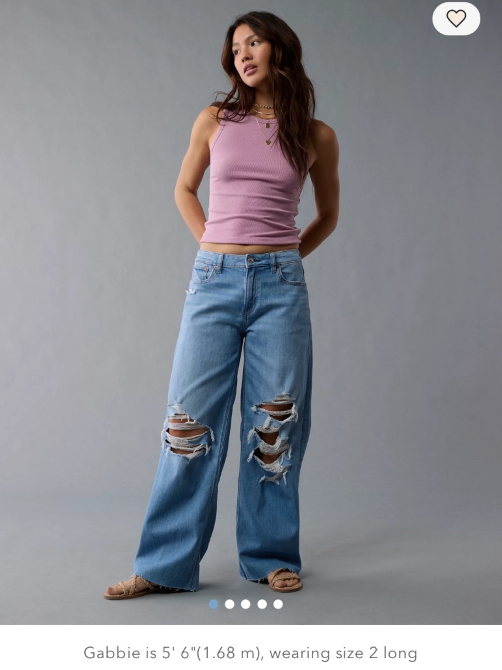 AE Dreamy Drape Stretch Ripped Low-Rise Baggy Wide-Leg Jean Daylight Destroy
